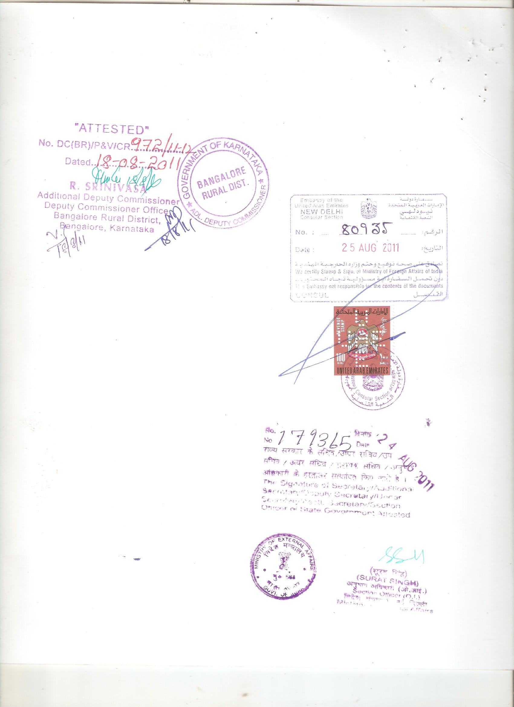 Certificate Attestation for UAE Embassy, Commercial 